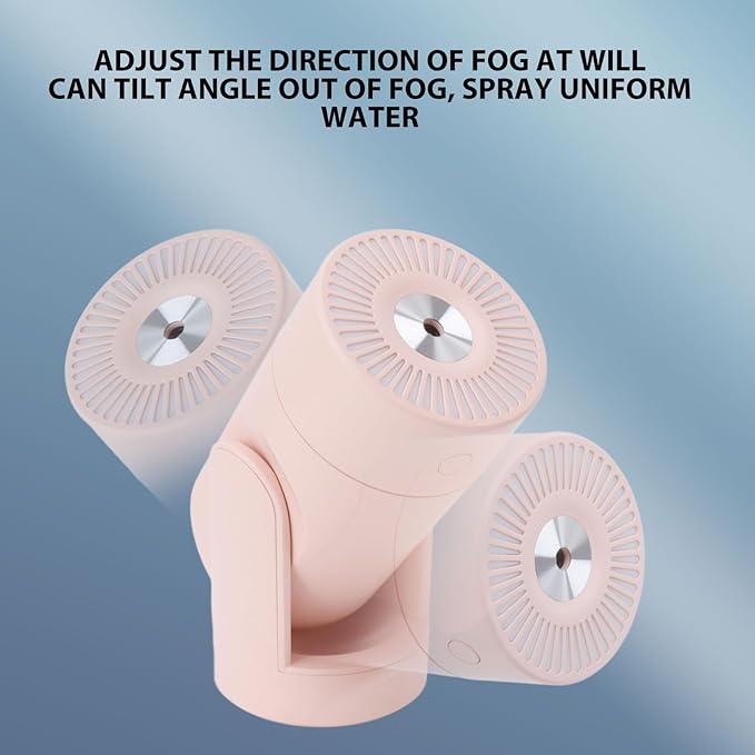 Portable Mini Humidifier,USB Automatic Rotating Super Quiet Small Desktop Cool Mist Humidifier for Bedroom Office Car Travel (Pink)
