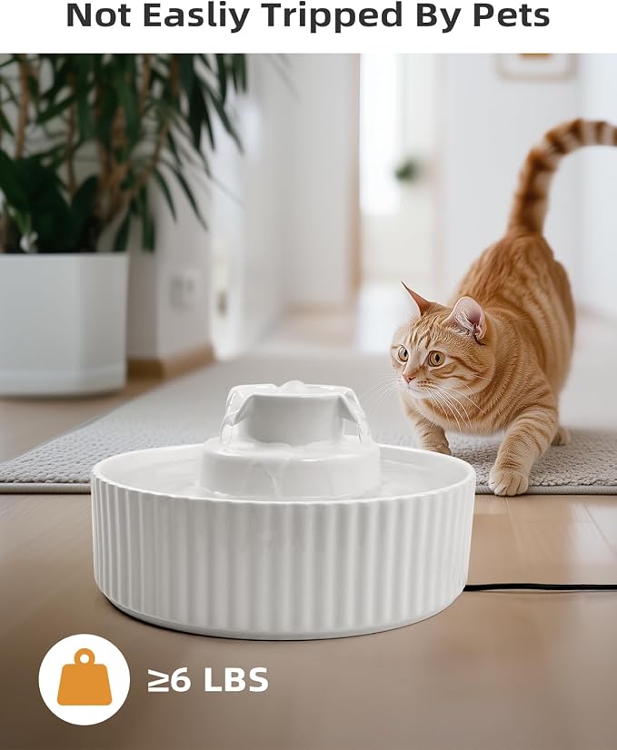 Ceramic Cat Water Fountain, Waatoos 2.1L/71oz Cupcake Pet Water Fountain - Image 3