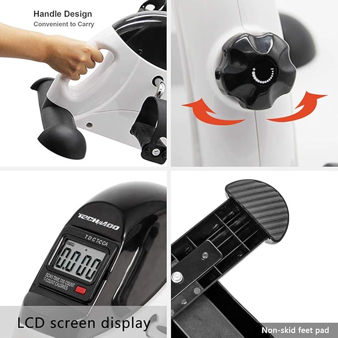 Under Desk Bike Pedal Exerciser Portable Home Exercise Bike Pedal Exerciser Foot Peddler Portable Therapy Bicycle Leg Peddler Portable Mini Cycle Bike for Hands Arm Trainer-FlexoryFit