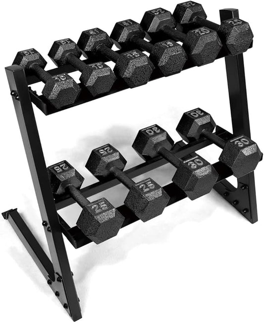 WF Athletic Supply 200Lb Dumbbell Set, 10-30Lb Dumbbell Set with Two-Tier Storage Rack for Muscle Toning, Strength Building & Weight Loss - Multiple Choices Available-FlexoryFit