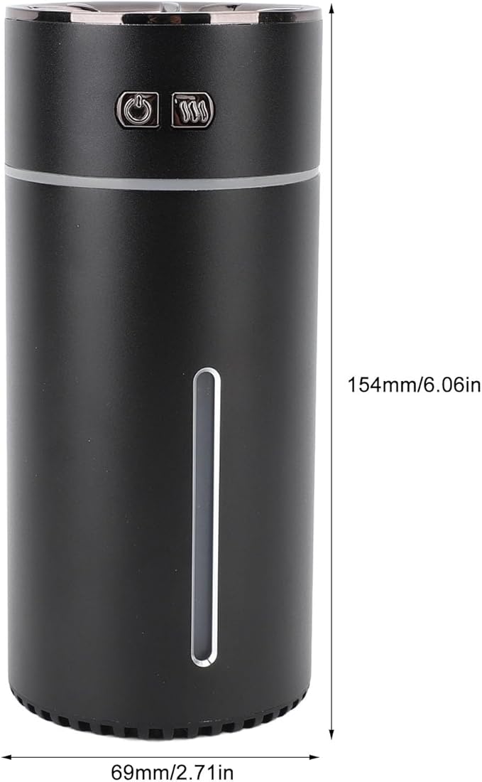 Portable Dual Spray Aromatherapy Diffuser and Humidifier with 300ml Water Tank for Smart Car Air Freshening (Black)