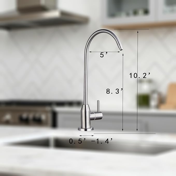 Stainless Steel Brushed Filter Faucet, Drinking Water Faucet, Kitchen Sink Faucet Lead-Free fit Kitchen bar Drinking Water Sparkling Chiller Purifier System