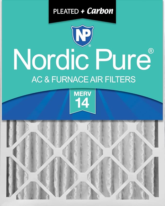 Nordic Pure 20x20x4 (19_1/2 x 19_1/2 x 3_5/8) Pleated Air Filters MERV 14 Plus Carbon 1 Pack