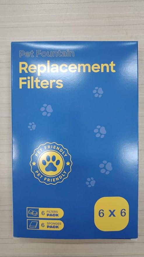 Cat Water Fountain Filters: Cat Fountain Filter Replacement (12 Pcs) - 3 Months Set of Replacement Filters for ATMZIQXR Pet Fountains S18 - Contains 6 Carbon Filters + 6 Sponges Filters