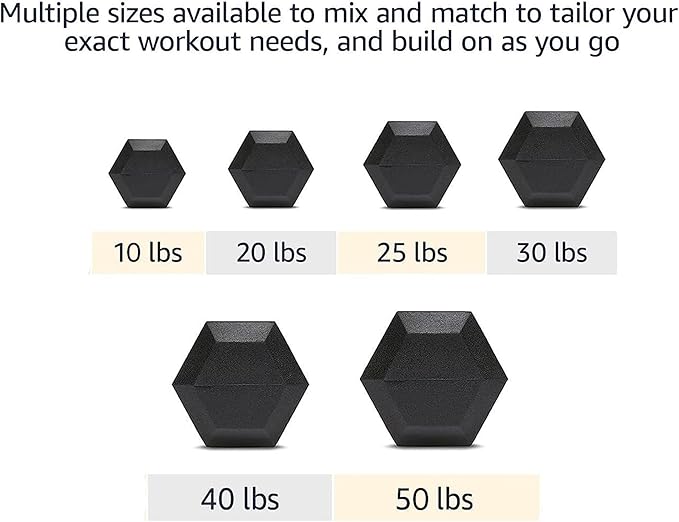 6-10 Pair Iron and Rubber Dumbbell Set 350/450 and 550 lbs 5-50 lbs Hand Free Weight for Strength Hex Coated Weights with Vertical Storage Rack Home Gym 5-50 lb - Black-FlexoryFit