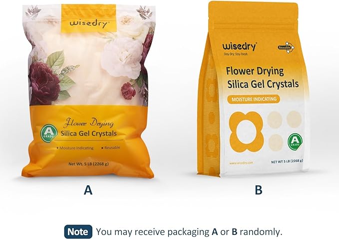 wisedry Silica Gel Flower Drying Crystals - 5 LBS, Fine Crystals < 1mm, Color Indicating, Reusable
