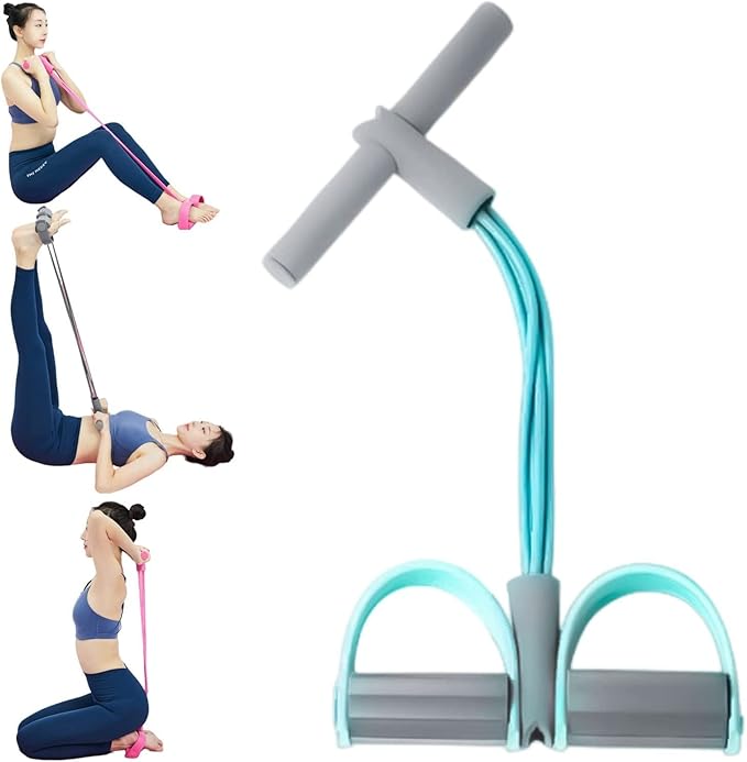 21 Fitness Resistance Bands - 4 Tube Pedal Ankle Puller, Yoga Handle Bands Exerciser Multifunction Trainer Tension Rope for Body, Abdomen, Waist, Arm, Tummy Exercise Stretching Training ( Color : Gray-FlexoryFit