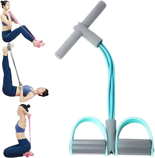 21 Fitness Resistance Bands - 4 Tube Pedal Ankle Puller, Yoga Handle Bands Exerciser Multifunction Trainer Tension Rope for Body, Abdomen, Waist, Arm, Tummy Exercise Stretching Training ( Color : Gray-FlexoryFit