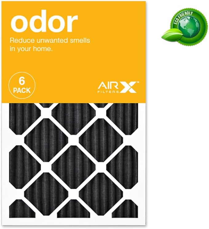 AIRx ODOR 16x25x1 MERV 8 Carbon Pleated Air Filter - Made in the USA - Box of 6