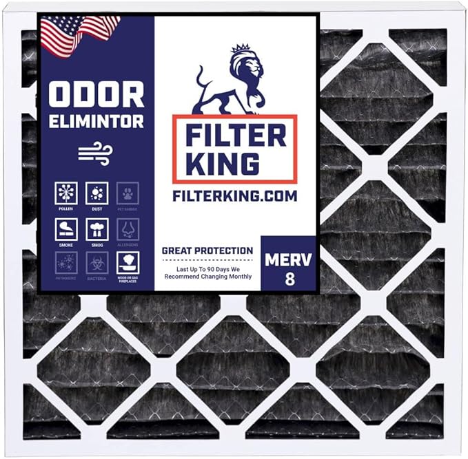 Filter King 10x36x1 Air Filter | 4-PACK | Carbon MERV 8 HVAC Pleated A/C Furnace Filters | MADE IN USA | Actual Size: 9.5 x 35.5 x .75"