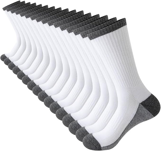 JOYNÉE 8 Pairs Mens Breathable Athletic Crew Socks Arch Support Cushioned Socks for Hiking Sports Running,Sock Size:10-13-FlexoryFit