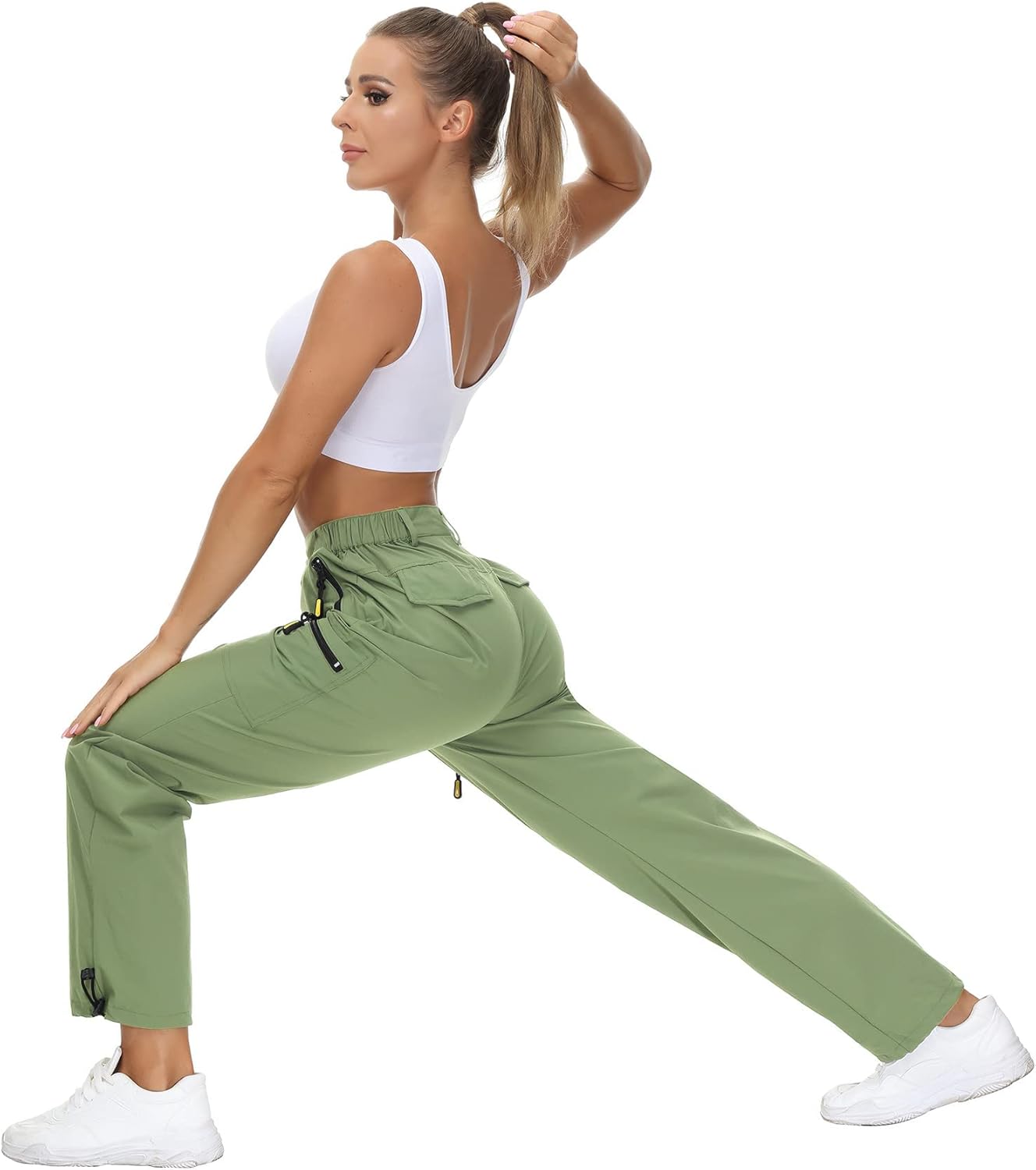 VVK Women's Hiking Cargo Pants Lightweight Quick Dry Outdoor Athletic Pants Camping Climbing Golf Zipper Pockets