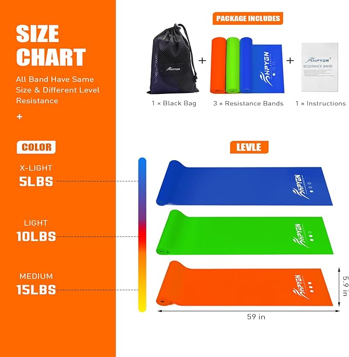 Resistance Bands, Exercise Bands, Physical Therapy Bands for Strength Training, Yoga, Pilates, Stretch Elastic Band with Different Strengths, Workout Bands for Home Gym-FlexoryFit