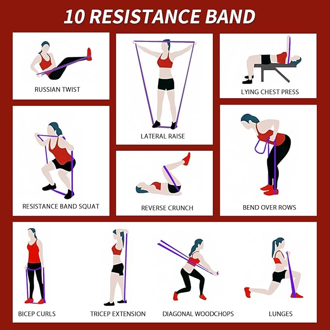 WHATAFIT Resistance Bands, Pull Up Assistance Bands, Exercise Bands, Workout Bands Set for Men and Women Home Fitness, Body Stretching, Strength Training, Physical Therapy-FlexoryFit