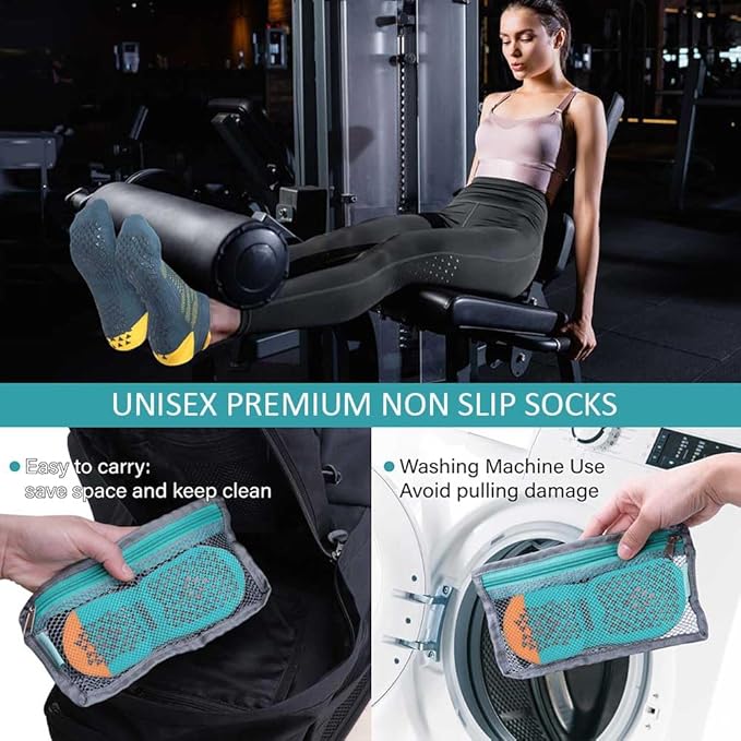 Hylaea Unisex Non Slip Socks with Grip for Yoga, Hospital, Pilates, Barre | Ankle, Cushioned-FlexoryFit