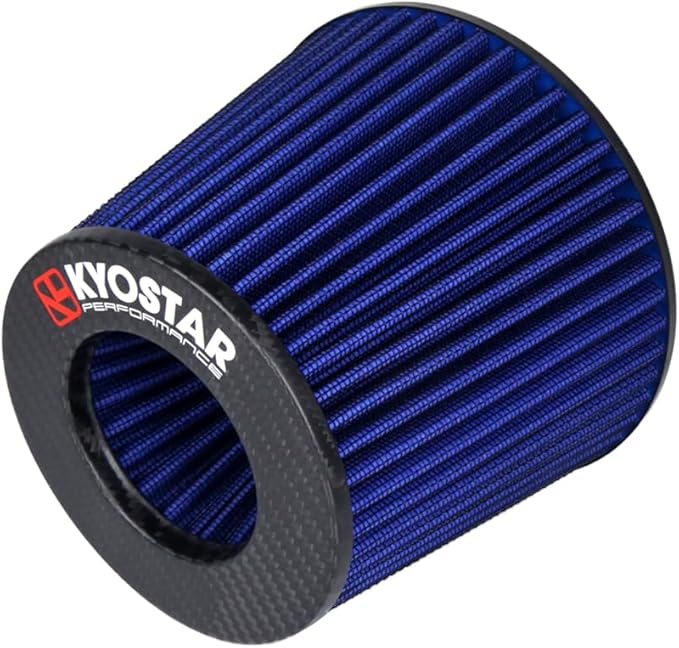 Kyostar Universal Carbon Fiber 3 Inch 76mm Air Intake Cone Filter Replacement Quality Dry Air Filter, Blue
