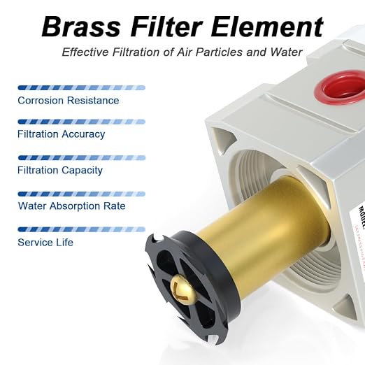 1/4" NPT Compressed Air Filter Regulator Lubricator Combo, Air Compressor Water - Image 5