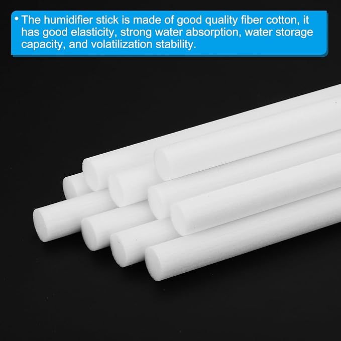 PATIKIL Humidifier Cotton Filter Sticks, 10 Pcs Refill Sticks Filter Wicks Replacement for USB Mini Humidifiers Portable Diffuser (6.3'' x 0.39''), White