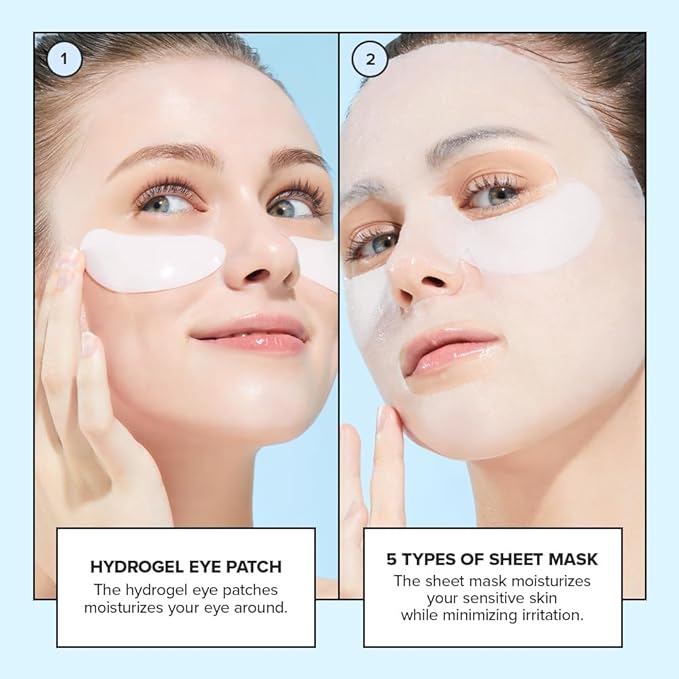 I DEW CARE Glass Skin Facial Sheet Mask Variety Pack – Hot as Sheet | 5 Days Face&Eye Masks Set, Moisturizing Face Masks Skincare, Korean Face Mask, Hydrating Collagen Face Mask, Soothing, 5EA-FlexoryFit