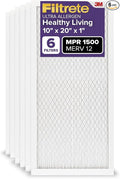 Filtrete 10x20x1 AC Furnace Air Filter, MERV 12, MPR 1500, CERTIFIED asthma & allergy friendly, 3 Month Pleated 1-Inch Electrostatic Air Cleaning Filter, 6-Pack (Actual Size 9.81x19.81x0.78 in)
