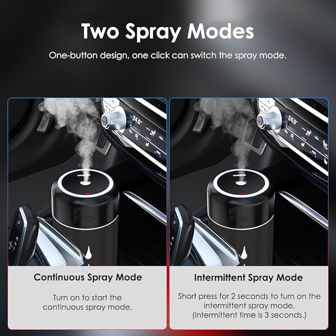 Desk Cool Mist Humidifiers, Portable Car Humidifier Diffuser with Star Night Light, Mini Humidifier Essential Oil for Car Office Desktop Bedroom (Black)
