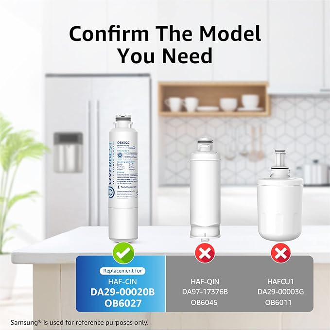 Overbest DA29-00020B Refrigerator Water Filter, Replacement for Samsung DA29-00020B, HAF-CIN/EXP, 46-9101, RF4267HARS