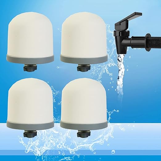Huining 4PCS Ceramic Dome Water Filter with Coconut Shell Activated Carbon Inside, for Water Pre-Filtration Filter Replacement 0.15 to 0.5 Micron Household Water Bucket Filtration System Water Pitcher