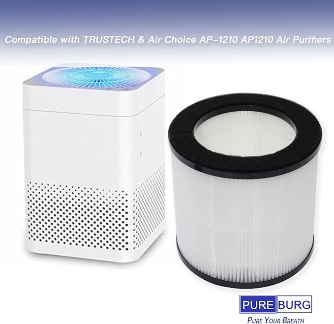 PUREBURG Replacement True HEPA Filters Compatible with TRUSTECH & Air Choice AP-1210 AP1210 Air Purifiers,H13 Air Clean Dust VOCs Odor PM2.5 Smoke,2-Pack