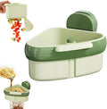 Suction Cup Sink Corner Rack,Sink Strainer Basket,Plastic Sink Storage Rack Holder,Triangle Sink Filter Basket,Corner Sink Trash Catcher for Food Waste (Green)