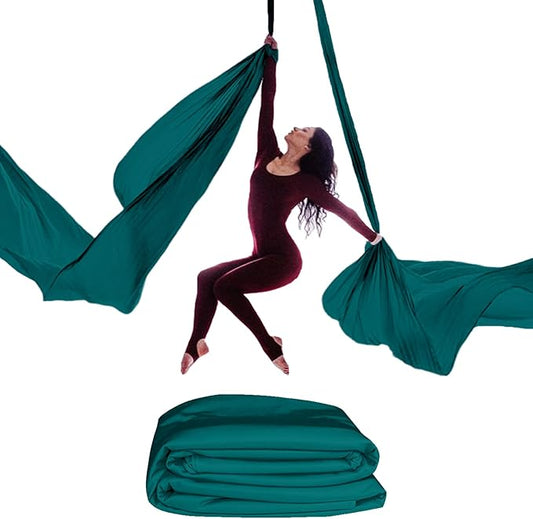 15/25 Yards Aerial Silk Professional Indoor Aerial Yoga Hammock Fabric Outdoor Fitness Silk for Dance, Circus Training, Home Gym-FlexoryFit