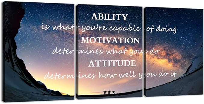 3 Panels Successful Inspirational Posters Quotes Wall Art Ability Modern Motivational Painting Picture Prints on Canvas Artwork Motto for Office Bedroom Decor Living Room Home Decor (72”Wx36”H)-FlexoryFit