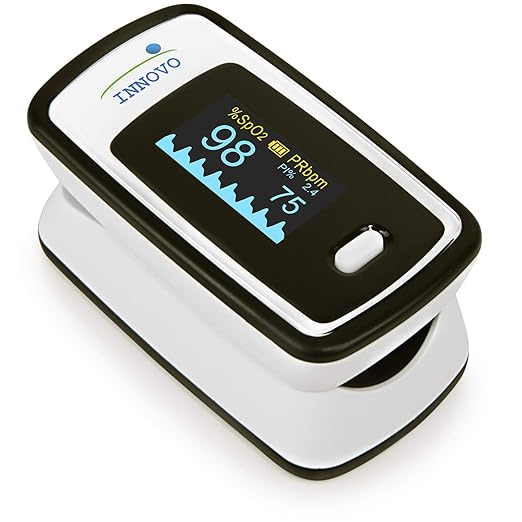 Innovo Deluxe iP900AP Fingertip Pulse Oximeter Blood Oxygen Saturation Monitor with Alarm, Plethysmograph and Perfusion Index-FlexoryFit
