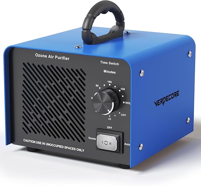 125,000mg/h Ozone Generator, High Capacity Ozone Machine & Negative Ion Air Purifier O3 Air Ionizer Odor Removal for Home, Car, Pets, Basement Covers up to 2500 Sq.Ft. (Blue)