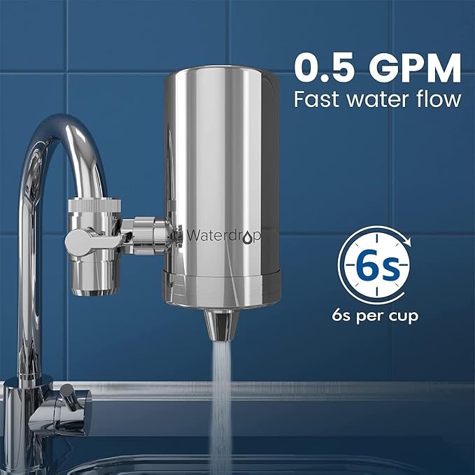 Waterdrop FC-06 Water Filter for Sink Faucet, 360° Rotating Stainless Steel - Image 8