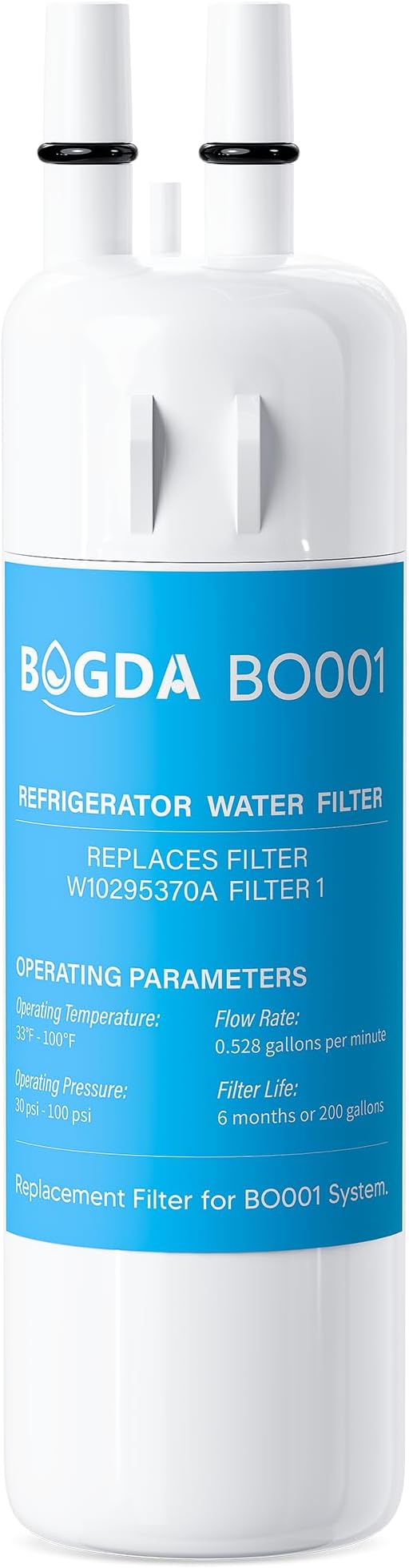 BOGDA W10295370A Water Filter Replacement Fit for EDR1RXD1, WHR1RXD1, Filter 1, W10295370, KAD1RXD1, P8RFWB2L, P8WB2L, P4RFWB, P5WB2L, 46-9081, 46-9930 Compatible with Whirl-pool Ken-more (1 Filters)