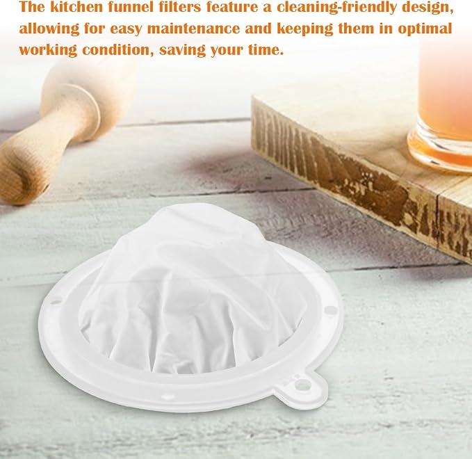 3PCS Filter Strainer 400 Mesh Nylon Food Grade Filter Mesh Filter Funnel for Juice Milk Wine Cheese Whey Grease Coffee, 5 Inch
