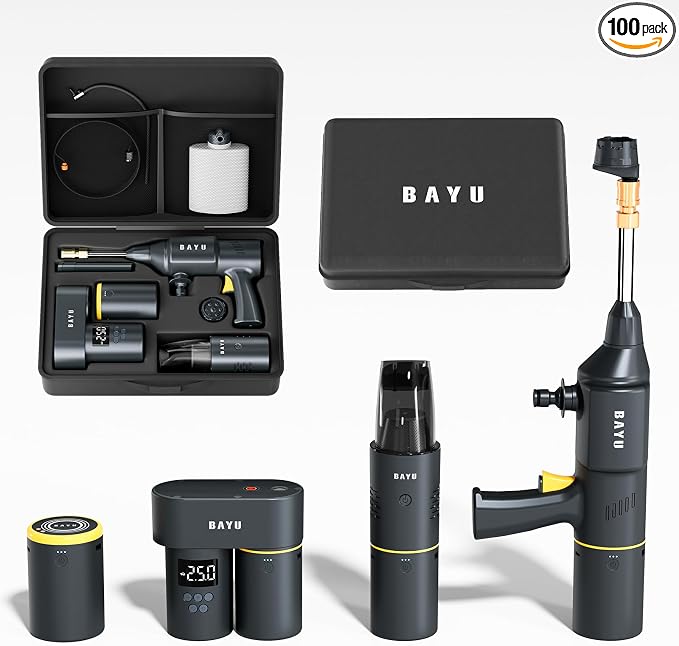 BAYU 4 in 1 Car Smart Kit, 19000PA Car Vacuum Cleaner, 200PSI Cordless Pressure by BAYU