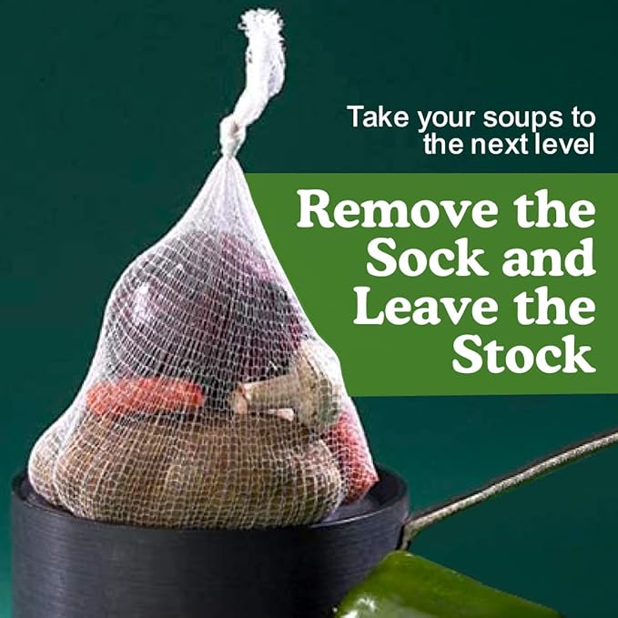 Regency Wraps Soup Socks, 24-inch 10 Pack, 100% Cotton Mesh Bags; for Clear Broths, Delicious Soups with No Straining; Fits Whole Chicken, Stew Meat, or Veggies