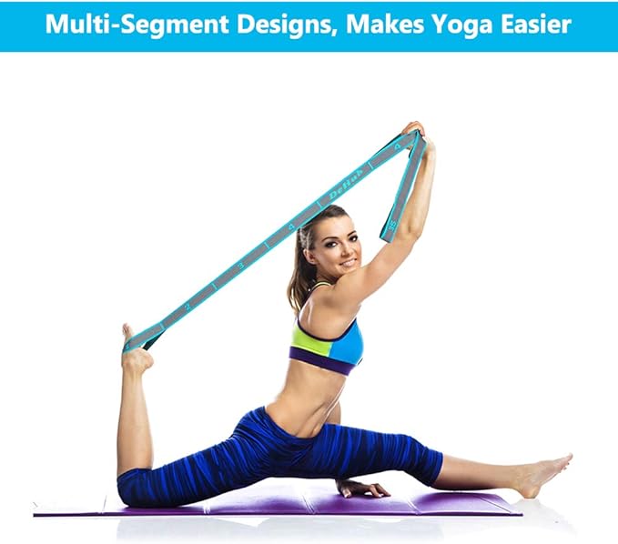 Stretch Strap, Elastic Yoga Stretching Strap, Multi-Loop for Physical Therapy, Pilates, Yoga, Dance & Gymnastics Exercise and Flexible Pilates Stretch Band-FlexoryFit