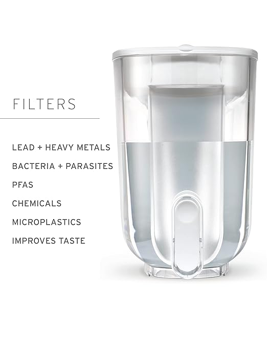 LifeStraw Home – Water Filter Dispenser, 18-Cup, Pebble, BPA Free Designed for Everyday Protection Against tap Water contaminants Including Bacteria, parasites, microplastics, Lead, Mercury