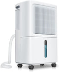 2,500 Sq Ft Home Dehumidifier with Drain Hose, 55 OZ Water Tank, 24 Hr Timer, 34 Pints High Efficiency Compressor for Basement, Bedrooms, Bathrooms and Laundry Rooms