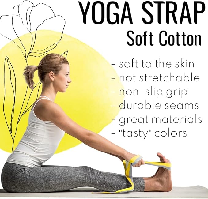 TECEUM Yoga Strap & Mat Strap – 2 IN 1 – Cotton – 6 ft 8 ft 10 ft (30+ colors) – Adjustable Non-Slip Belt for Yoga, Pilates, Stretching, Physical Therapy, Fitness & Home Workout – For Carrying Mats-FlexoryFit