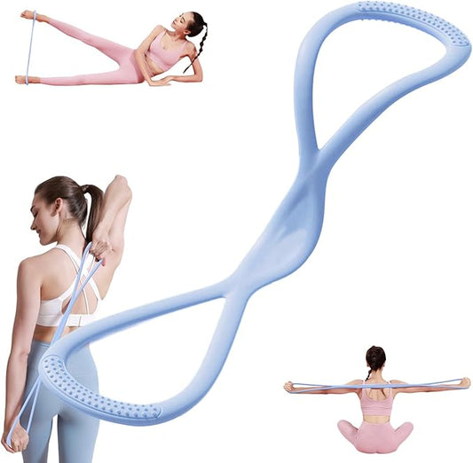 Resistance Bands, Figure 8 Exercise Bands for Women Men, Arm Back Elastic Rope for Glutes,Back,Fullbody Yoga Pulling Rope, Gift for Sports Lover/Beginner (25 lbs)-FlexoryFit