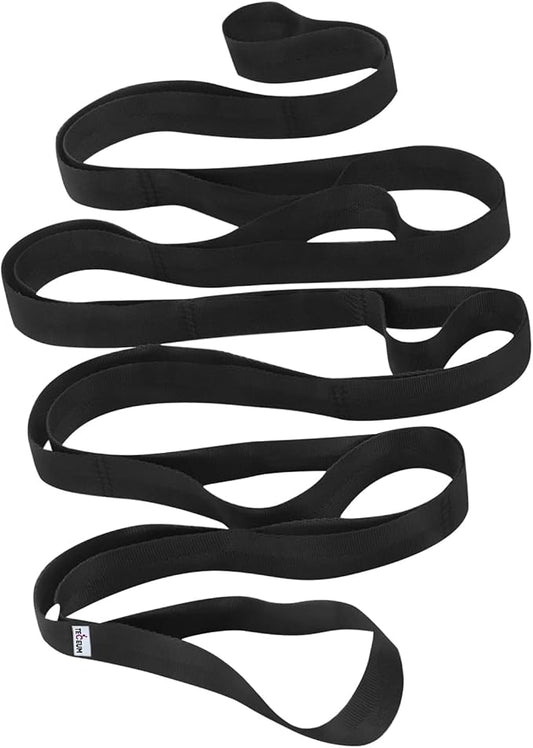 TECEUM Stretching Strap for Yoga & Physical Therapy – 10 Loops – Non-Elastic Leg Stretch Straps for Stretching, Exercising, Pilates, Post-Injury Rehabilitation for All Levels – Men & Women-FlexoryFit