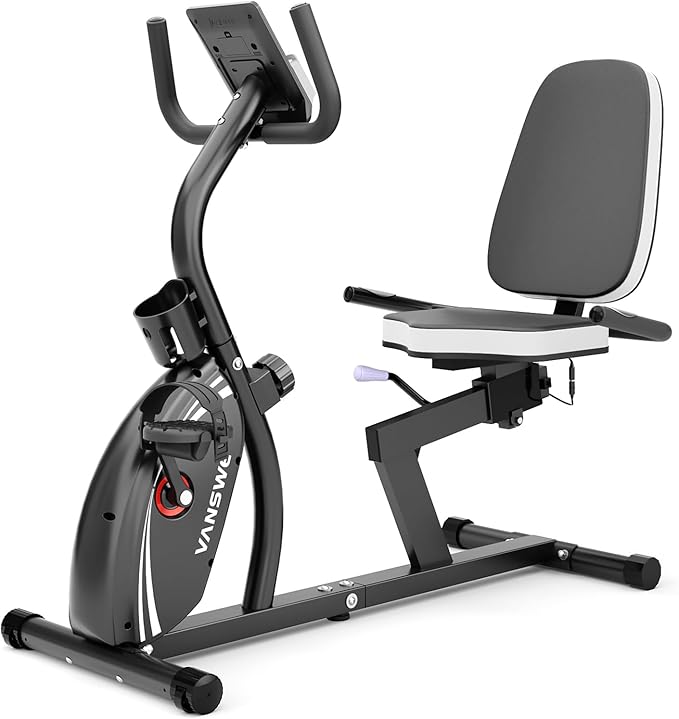VANSWE Recumbent Exercise Bike for Adults Seniors - Recumbent Bikes for Home with Magnetic Resistance, Bluetooth and App Connectivity, Pulse Sensor-FlexoryFit