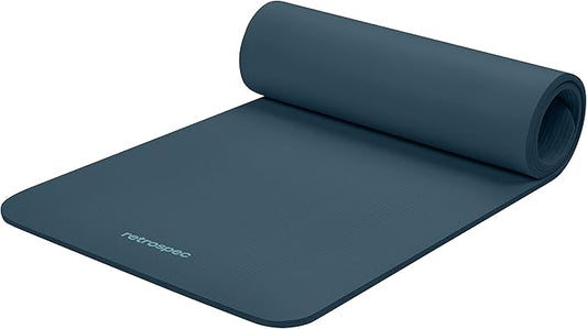 Retrospec Solana Yoga Mat 1/2" Thick w/Nylon Strap for Men & Women - Non Slip Exercise Mat for Yoga, Pilates, Stretching, Floor & Fitness Workouts-FlexoryFit