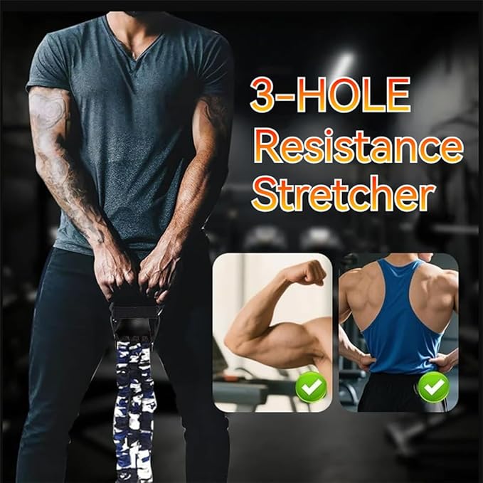 Natural Latex 3-Hole Resistance Stretcher, 2025 New Chest Expander Stretch Bands for Men, High Elasticity & Tear Resistant Exercise Bands with Handles, Full-Body Basic Training-FlexoryFit