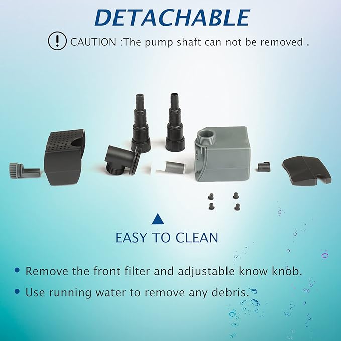 WaterRebirth HSUP2100F Versatile Submersible Pump - Fountain Jets for Ponds, Fish Tanks, Water Gardens - Aquarium & Pond Pump (2100L/H)