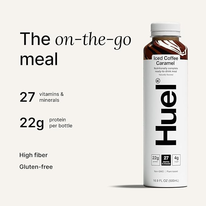 Huel Ready-to-Drink | Iced Coffee Caramel Meal Replacement Shake | High Protein Drink | Nutritionally Complete, Low Sugar, Plant Based, Vegan, Healthy | 20g Protein Per Bottle, 16.9 Fl Oz, 12 Pack-FlexoryFit