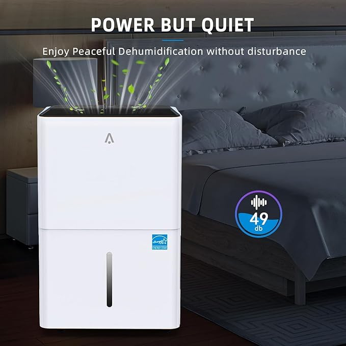 32-Pint Portable Efficient Dehumidifier for 3000 Sq.Ft – Compressor Unit with Smart Humidity Control, Adjustable Airflow & Timer, Ideal for Basements, Crawl Spaces, Garages & Large Rooms